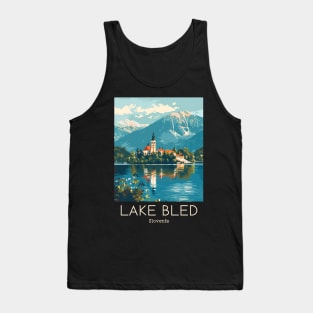 A Vintage Travel Illustration of Lake Bled - Slovenia Tank Top